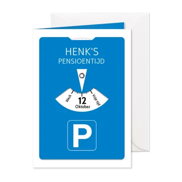 Grappige uitnodiging  parkeerkaart voor je pensioen